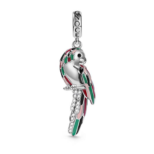 Parrot Pendant Dangle Charm 925 Sterling Silver Inlaid with Crystal Zircon Stones_1