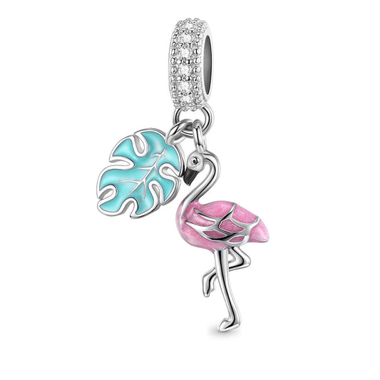 Flamingo Pendant Dangle Charm 925 Sterling Silver_1