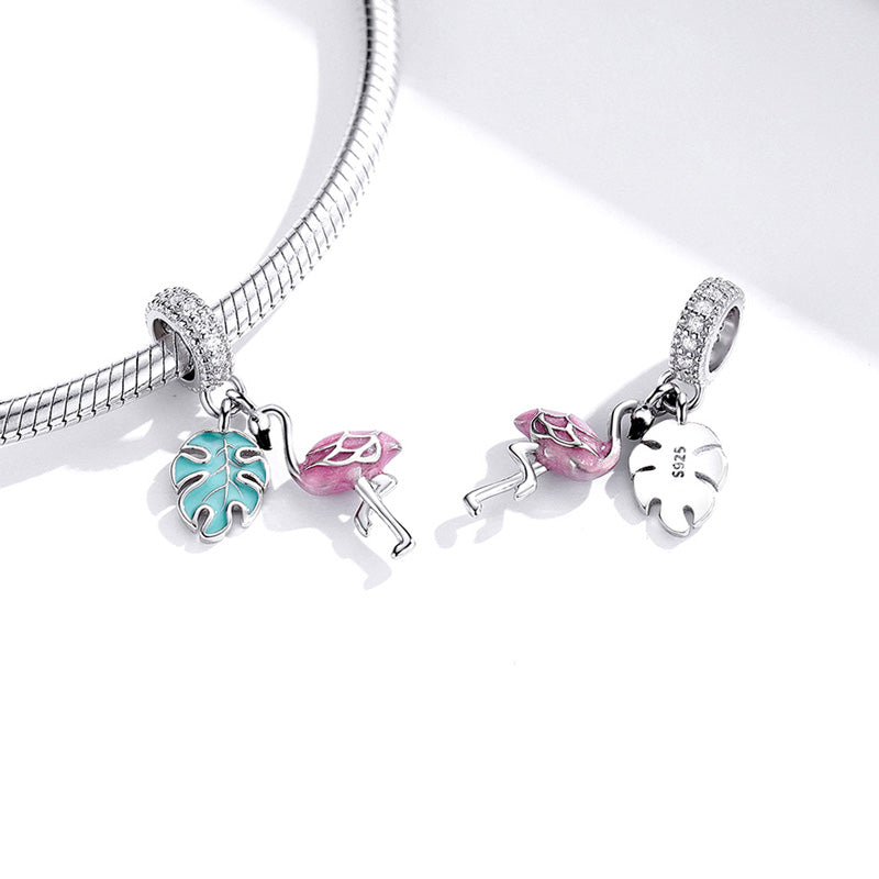 Flamingo Pendant Dangle Charm 925 Sterling Silver_2