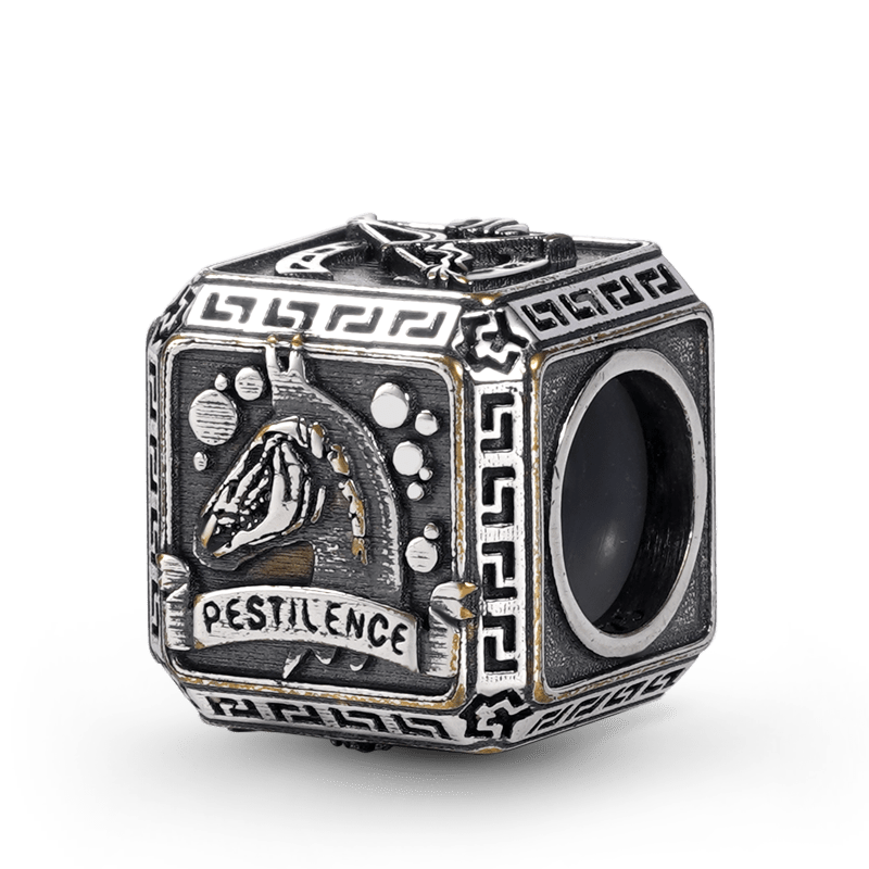 Four Horsemen of the Apocalypse Men's Vintage Bead S925 Sterling Silver with Gift Copper Black Leather Men's Bracelet Jewelry for Men_2