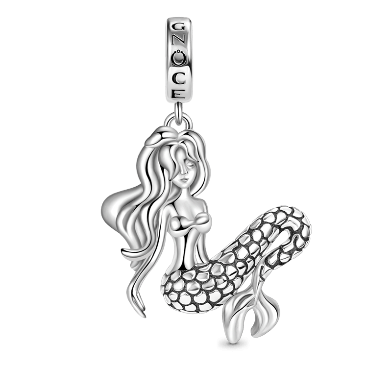 Sleeping Mermaid Pendant Dangle Charm 925 Sterling Silver_1