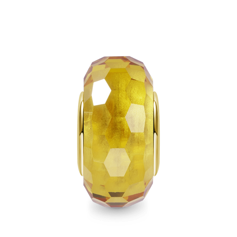 Golden Yellow Natural Zircon Charm Bead 925 Sterling Silver 18K Gold Plated Hole_1