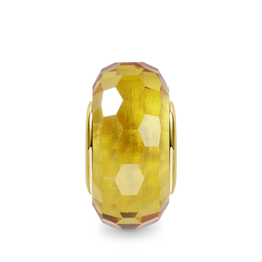 Golden Yellow Natural Zircon Charm Bead 925 Sterling Silver 18K Gold Plated Hole_1