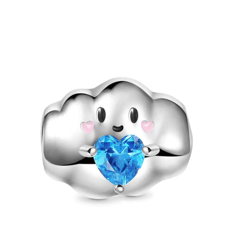 Cloud Baby Embraces Heart Gemstone Charm Bead Sterling Silver_1