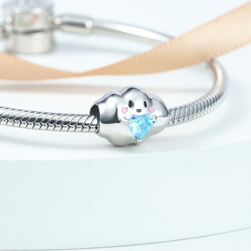 Cloud Baby Embraces Heart Gemstone Charm Bead Sterling Silver_2