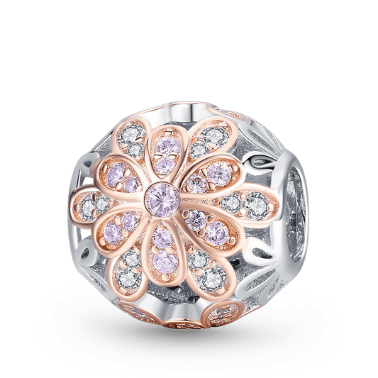 Gnoce Stamen Flower Charm Bead S925 Sterling Silver Inlaid with purple Gemstones_1