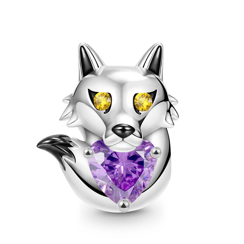 Wolf Embraces Heart Gemstone Charm Bead 925 Sterling Silver_1