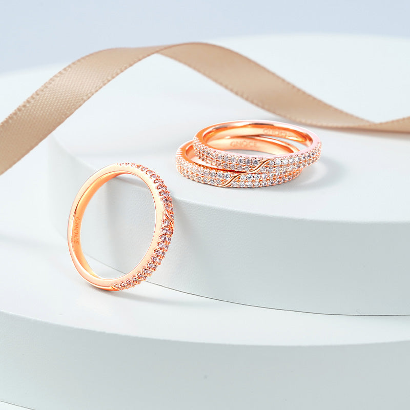Sparkling Triple Ring Set 925 Sterling Silver 18K Rose Gold Plated Pave CZ Gemstones_2
