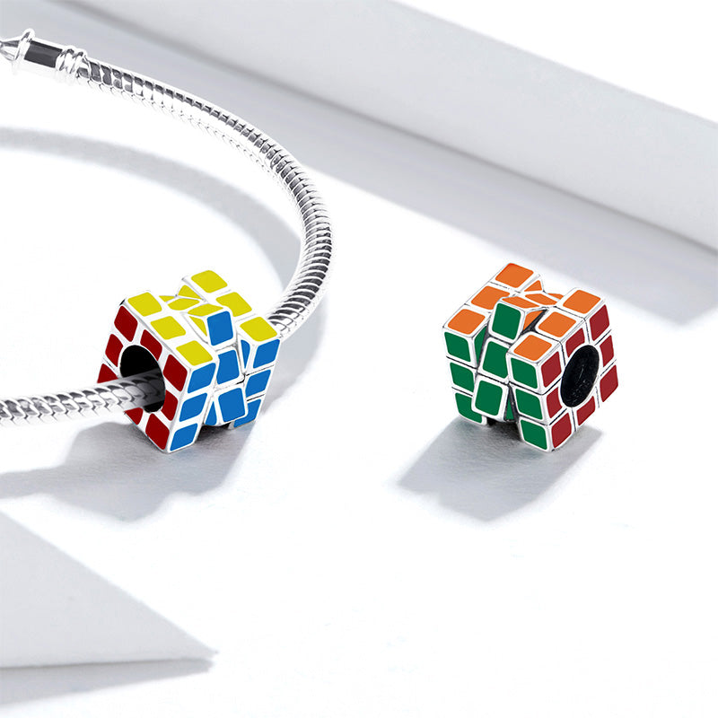 Rubik's Cube Charm Bead 925 Sterling Silver with Enamels_2