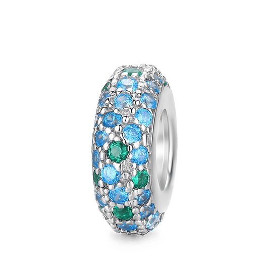 Sparkling Stopper for Charm Bracelets 925 Sterling Silver Pave Blue Gemstones_1