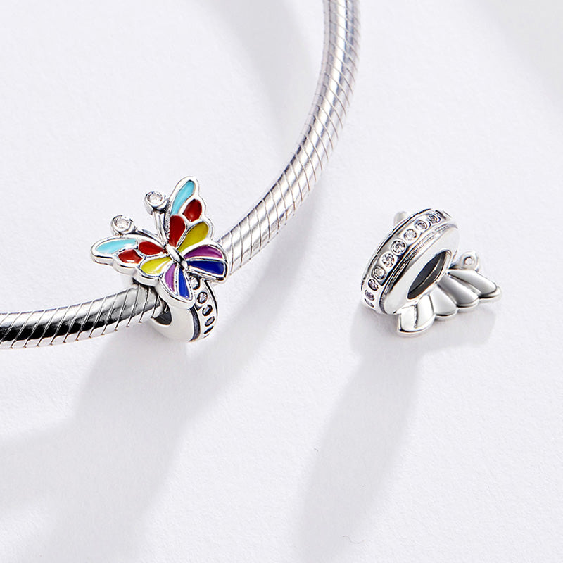Colorful Butterfly Stopper for Charm Bracelets 925 Sterling Silver with Fine Enamels_2