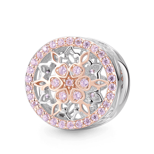 Stamen of Flower Charm Bead 925 Sterling Silver 18K Rose Gold Plated Inlaid with Pink Gemstones_1