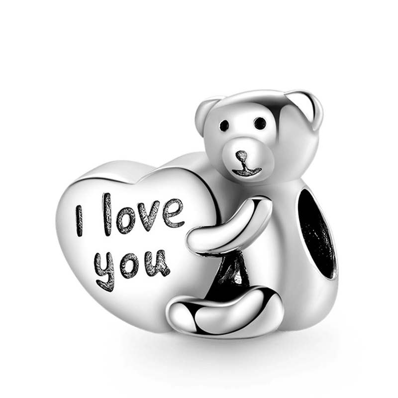 Love confession Bear Charm Bead 925 Sterling Silver with "I love you" Engraving_1