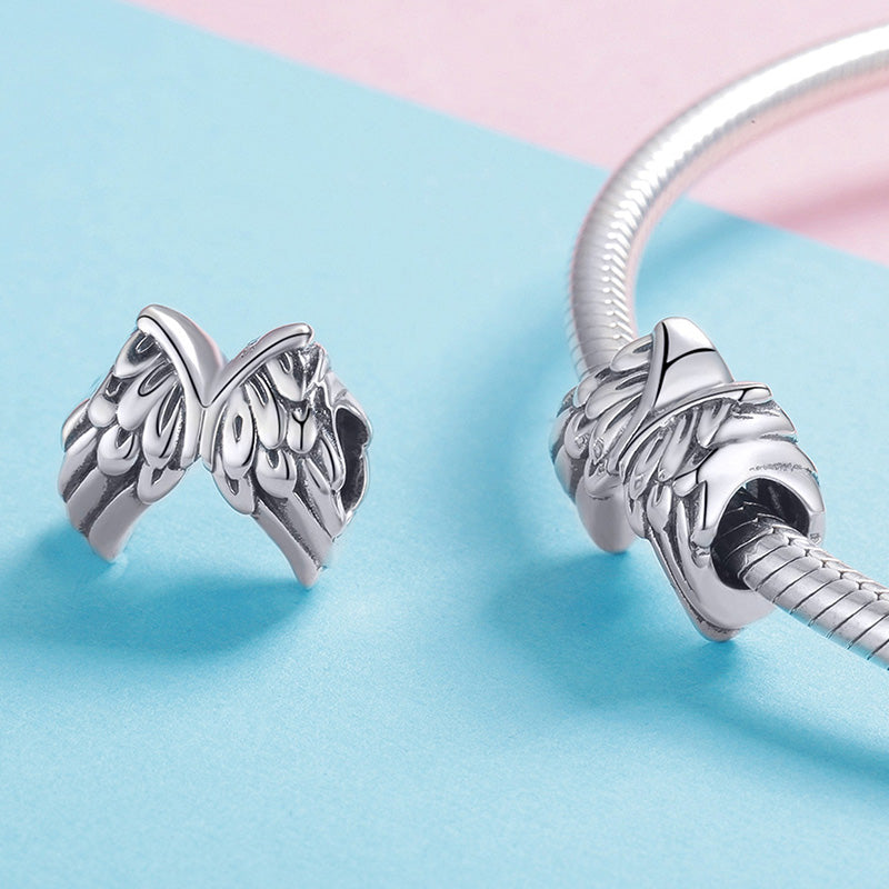 Retro Guardian Wings Charm Bead 925 Sterling Silver_2