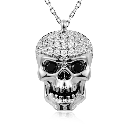 Skull necklace 925 Sterling Silver with Stones_1