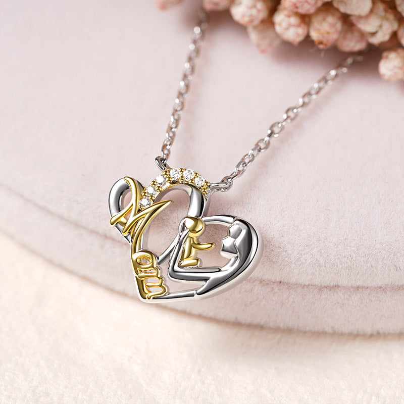 Mom Hugs Baby Necklace Sterling Silver 18K Gold Plated Mother's Day Gift_3