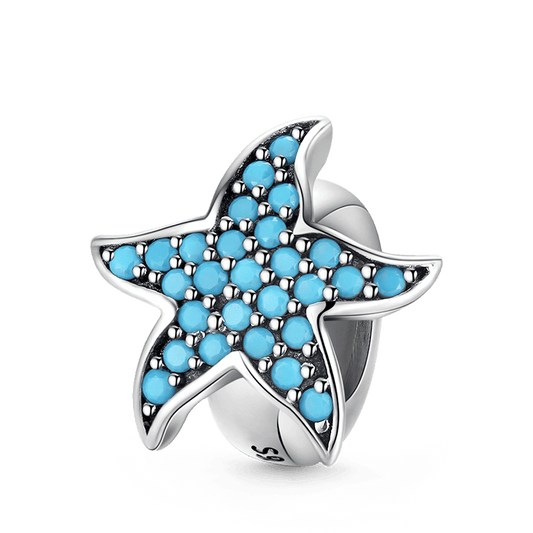 Eternal Starfish Stopper for Charm Bracelets 925 Sterling Silver Inlaid with Blue Gemstones_1