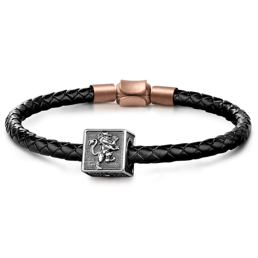 Male Lion Men's Vintage Bead S925 Sterling Silver with Gift Copper Black Leather Men's Bracelet Jewelry for Men_1