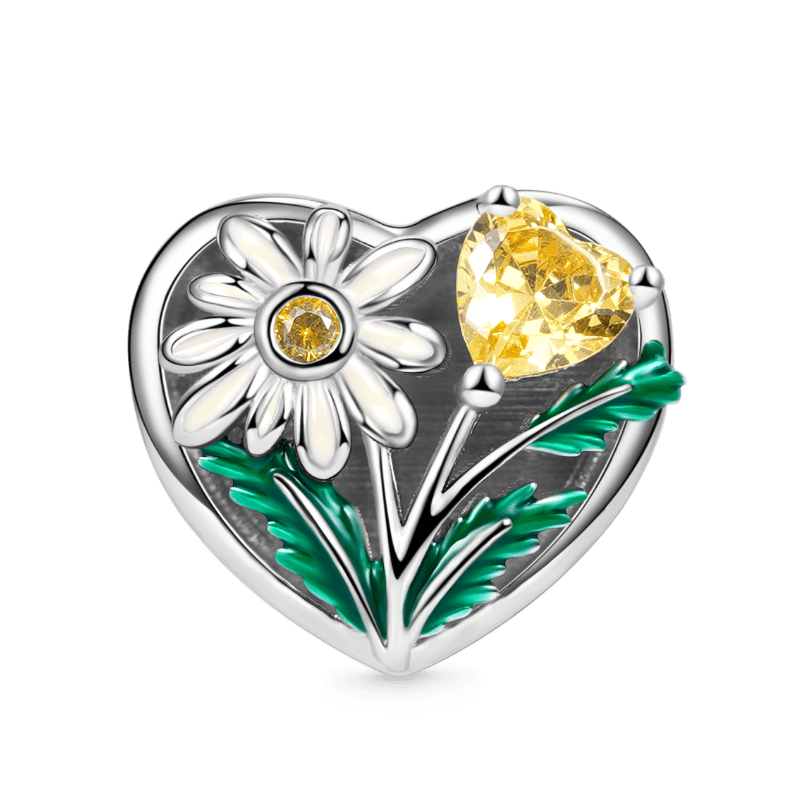 Daisy Flower Personalized Photo Charm Bead 925 Sterling Silver_2