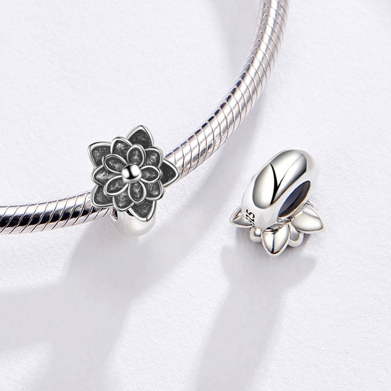 Vintage Lotus Stopper for Charm Bracelets 925 Sterling Silver_2