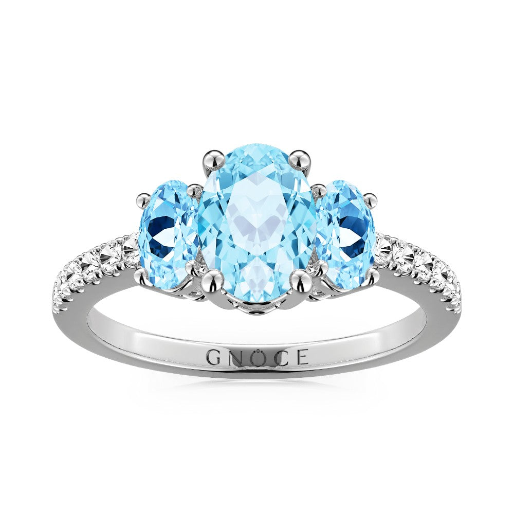 Sky Blue Three-Stone Engagement Ring 925 Sterling Silver_1