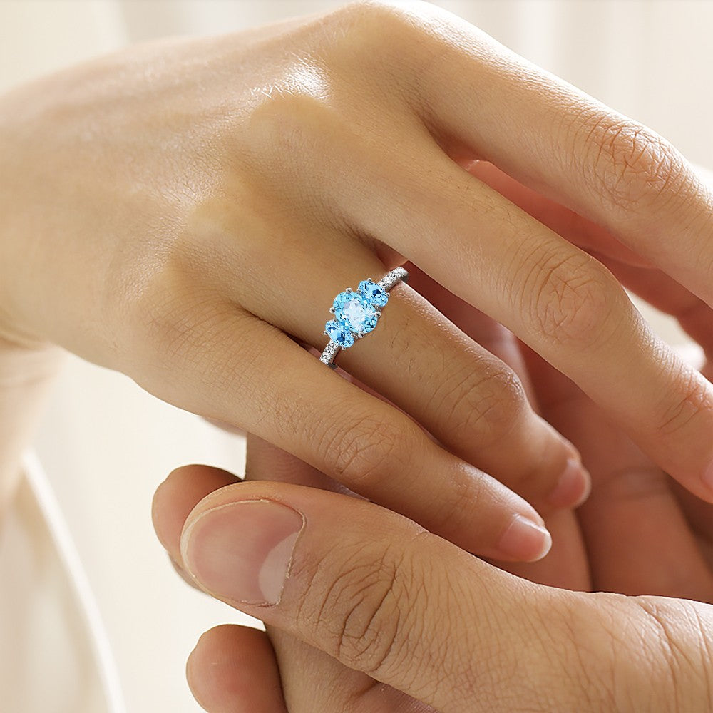 Sky Blue Three-Stone Engagement Ring 925 Sterling Silver_5