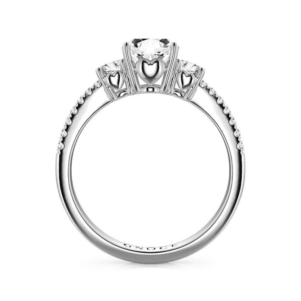 Vintage Three Stones Ring 925 Sterling Silver Inlaid with Clear Gemstones_3