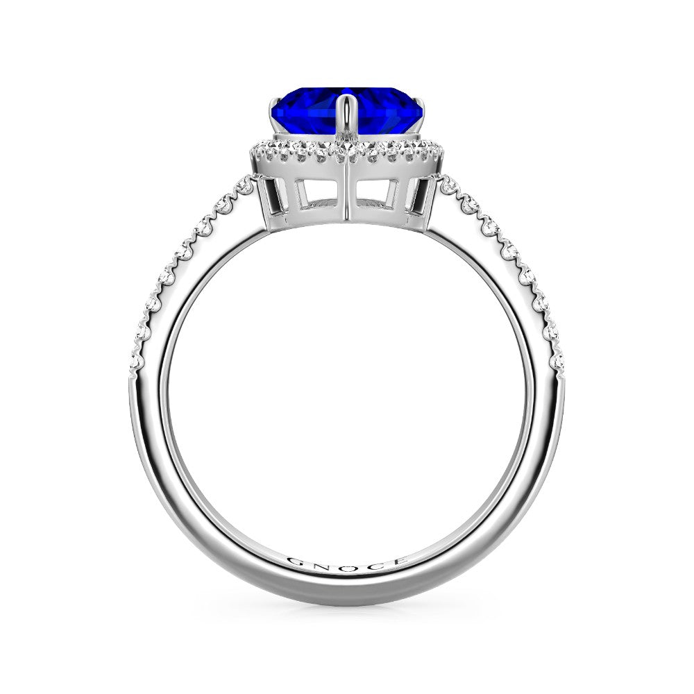 Royal Blue Heart-shaped Ring 925 Sterling Silver Pave with Clear CZ Stones_3