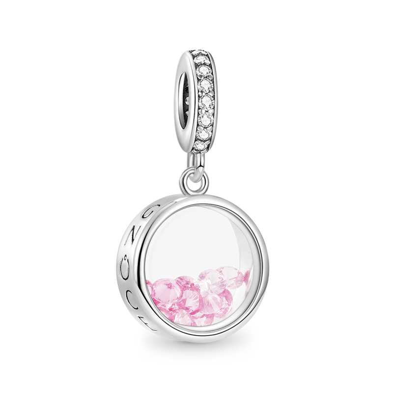 Round-shaped Birthstone Pendant Dangle Charm 925 Sterling Silver_1