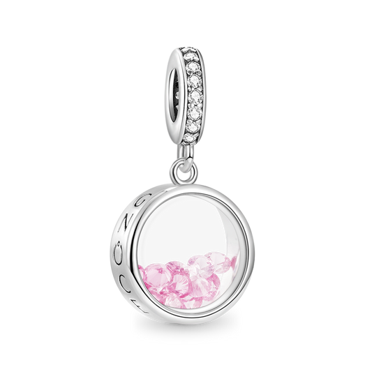 Round-shaped Birthstone Pendant Dangle Charm 925 Sterling Silver_1