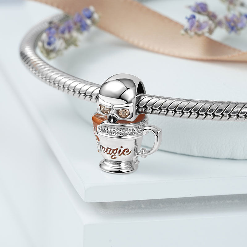 Skull In Coffee Cup Charm Bead 925 Sterling Silver_2