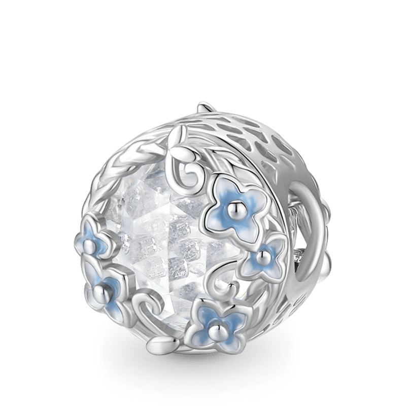 Hydrangea Flower Garden Charm Bead 925 Sterling Silver with Gradient Blue Enamels_1
