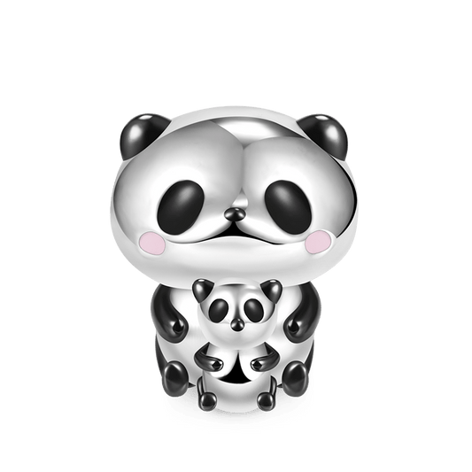 Embrace Love Bear & Baby Charm Bead 925 Sterling Silver with Black Enamels_1