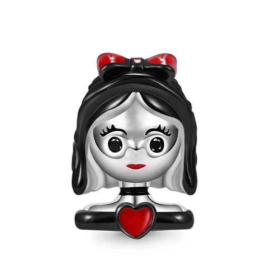 Short Hair Princess Charm Bead 925 Sterling Silver Black Plated_1