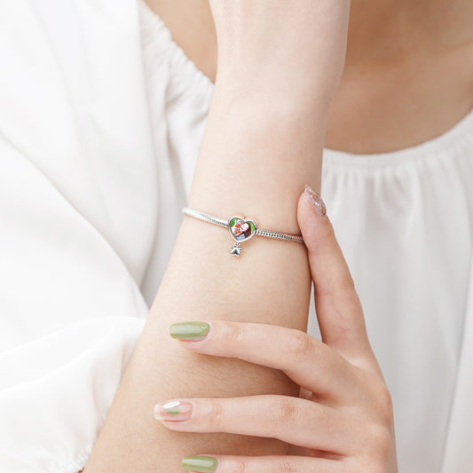 Mom Heart Personalized Photo Charm Bead 925 Sterling Silver_3