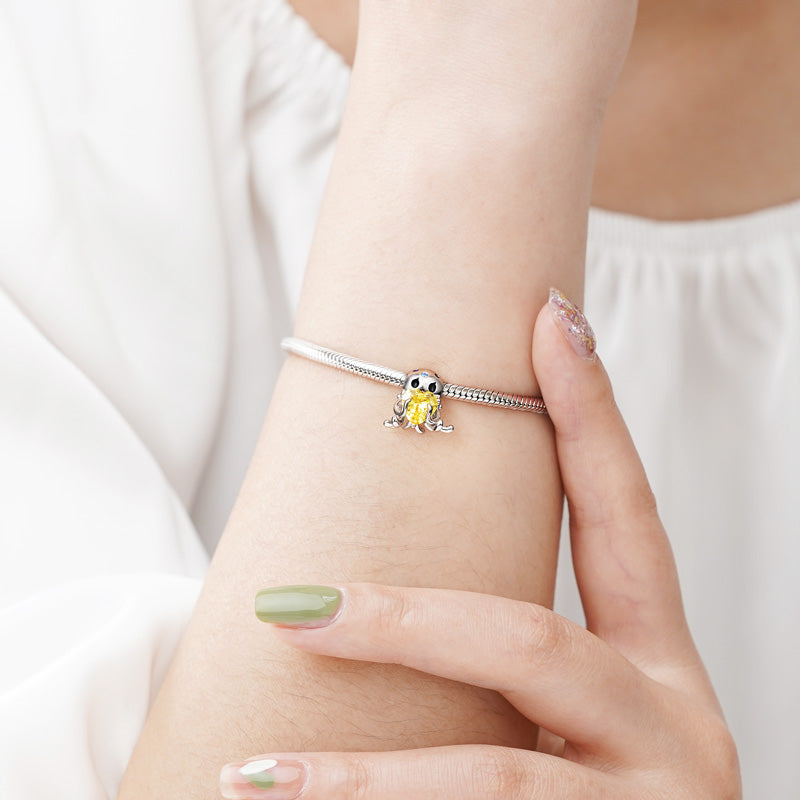 Jellyfish Embraces Heart Gemstone Charm Bead 925 Sterling Silver_3