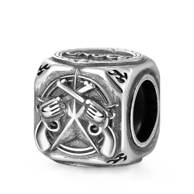 Revolver Vintage Bead S925 Sterling Silver with Gift Copper Black Leather Men's Bracelet Jewelry for Men_2