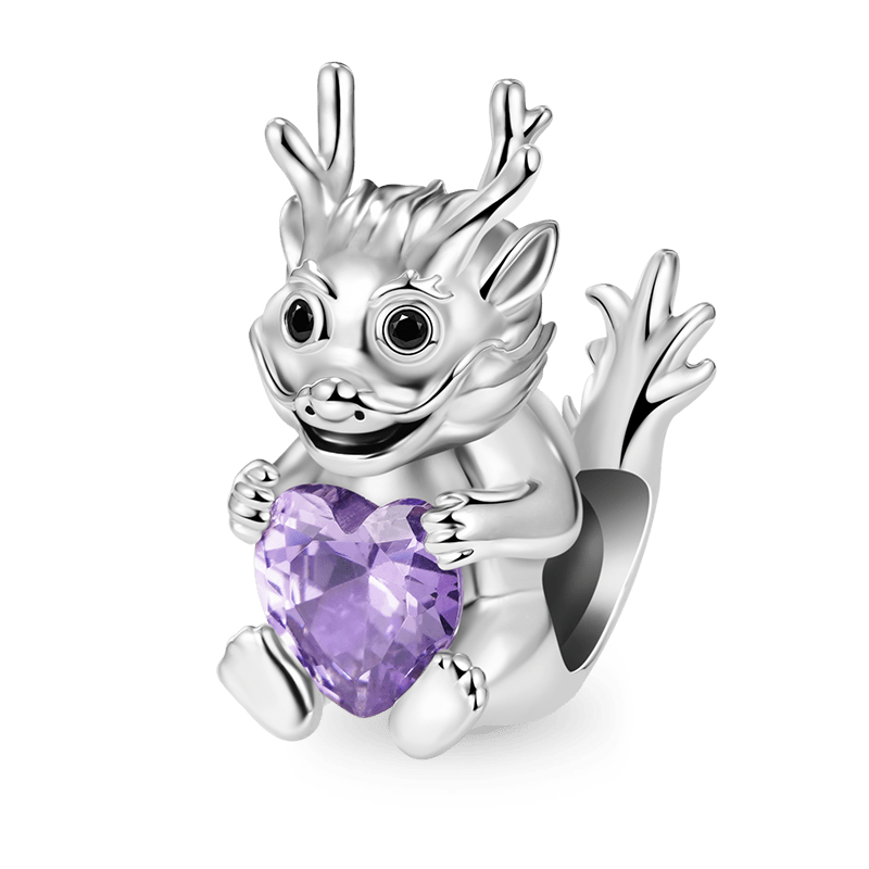Dragon Embraces Heart Gemstone Charm Bead 925 Sterling Silver_1