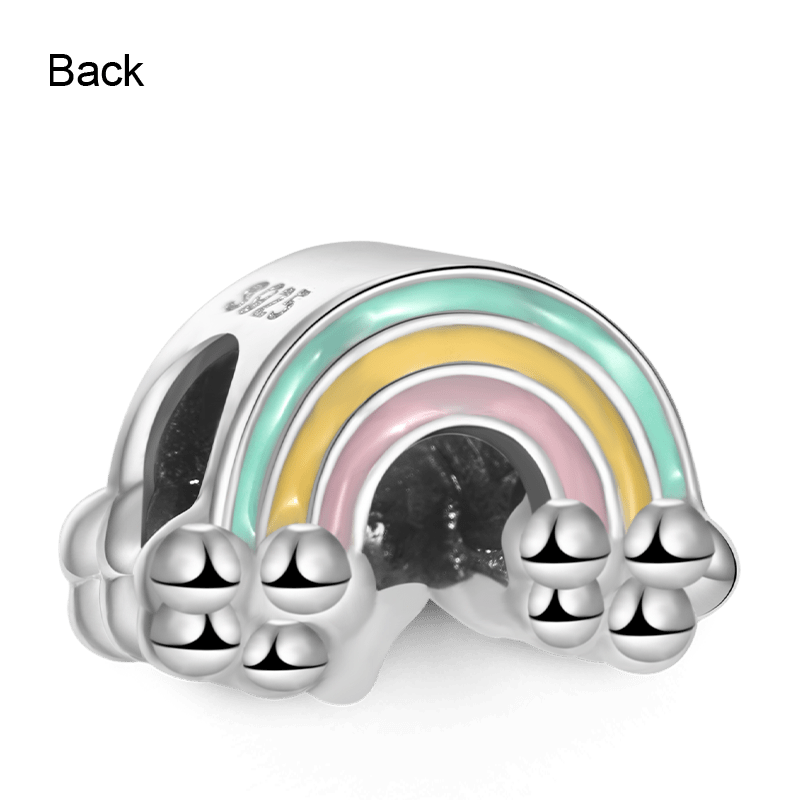 Rainbow Embraces Heart Gemstone Charm Bead 925 Sterling Silver with Colorful Enamels_2