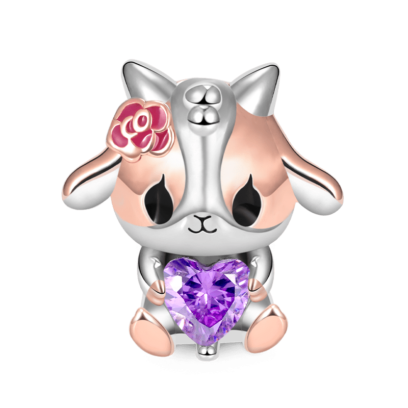 Goat Embraces Heart Gemstone Charm Bead 925 Sterling Silver_1