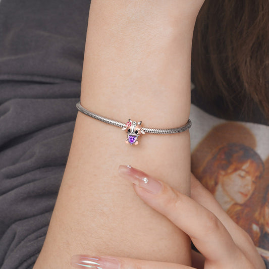 Goat Embraces Heart Gemstone Charm Bead 925 Sterling Silver_3