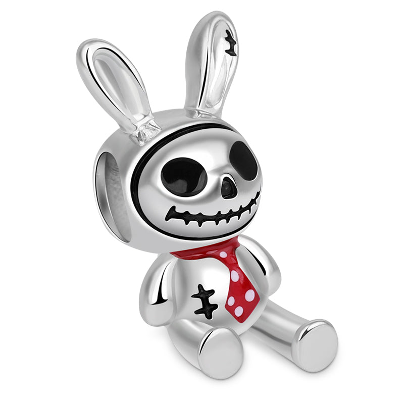 Gnoce "Keep Smile"Skeleton in Bunny Doll Charm Bead 925 Sterling Silver Gothic Style_2