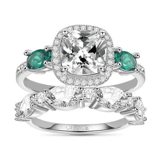 Gnoce Vintage Square-cut & Eternity Band Ring Set_1