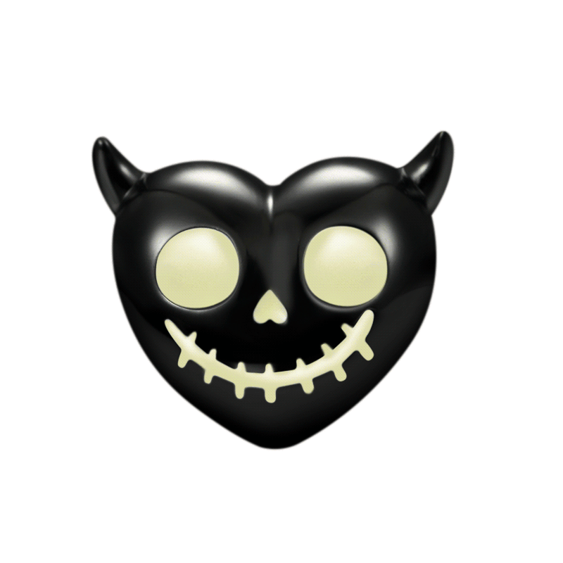 Luminous Devil's Heart Skull Charm Bead 925 Sterling Silver_4