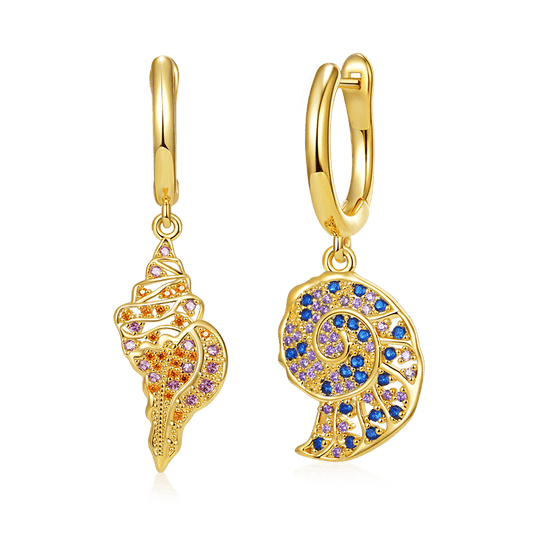 Gnoce Sparkling Sea Snail Dangle Earrings_1
