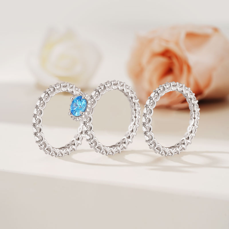Gnoce Sparkling Round Cut Stackable Ring Set_3