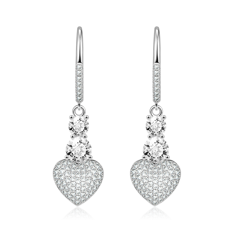 Gnoce Sparkling Heart Leverback Dangle Earrings_1