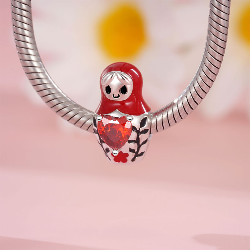 Gnoce Matryoshka Doll Embraces Heart Gem Charm_3