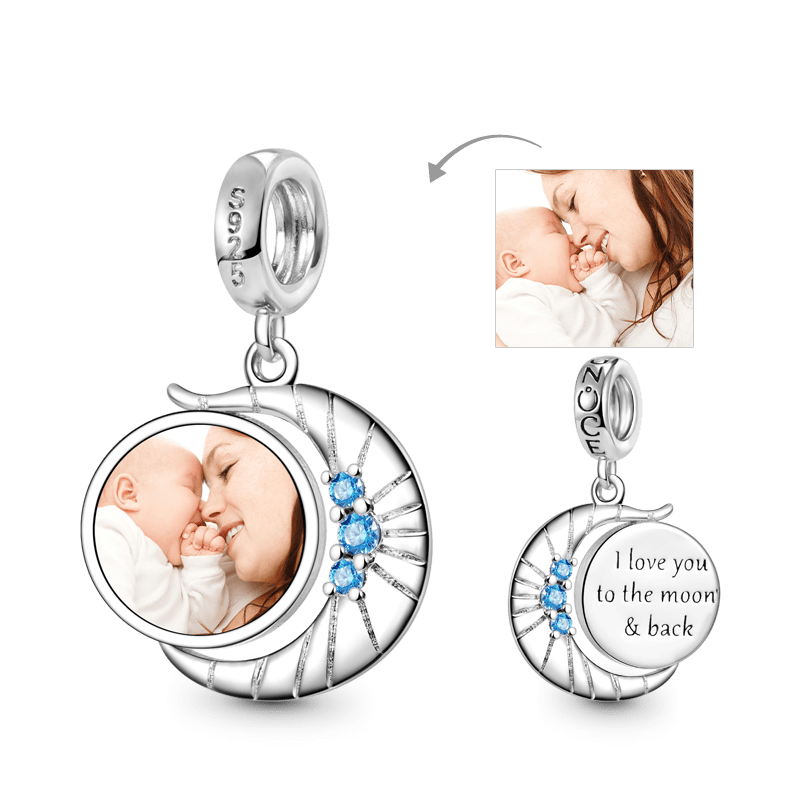 Gnoce Moon Personalized Photo Pendant Dangle Charm_1