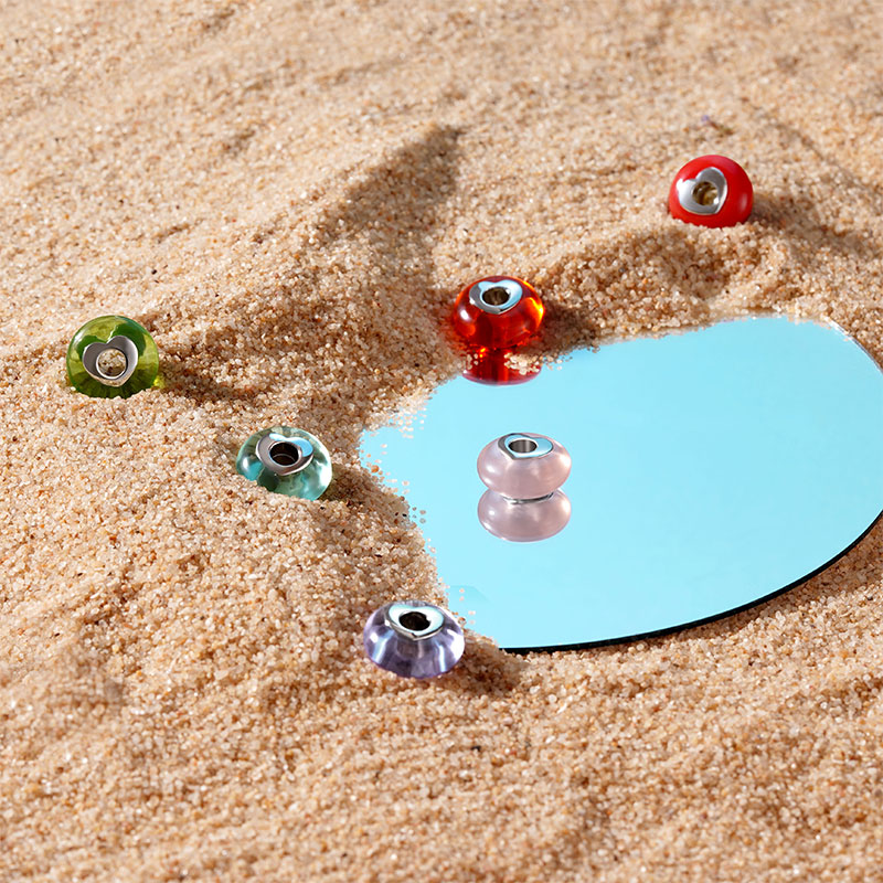 Gnoce Natural Pink Stone Heart Hole Charm_3